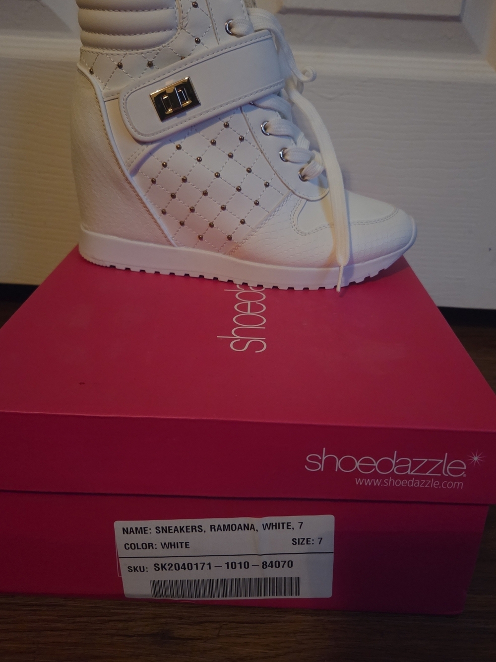 White Quilted High-Top Wedge Sneaker